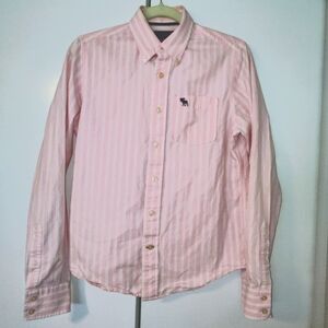 Y2K Abercrombie New York Boys Button Down Shirt Cotton Pink White XL